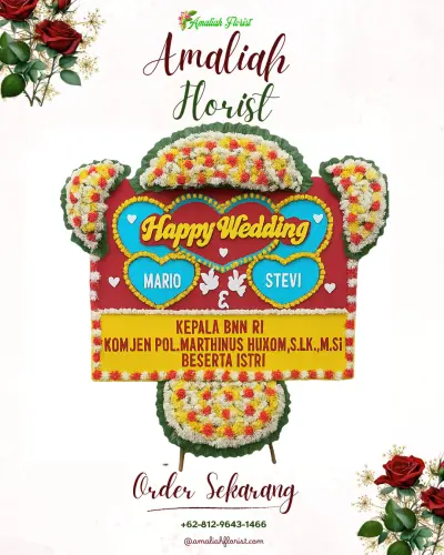 Karangan Papan Bunga Pernikahan di Matakando